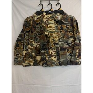 Lot of 3 Free Assembly Jacket Boys L 10/12 Green Camo Shirt Shacket Button Front